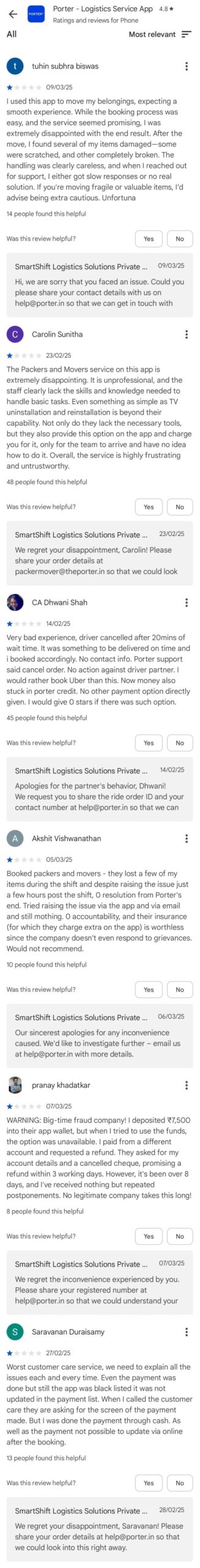 porter packers movers reviews